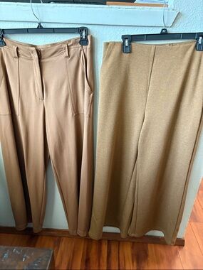 Max Studio Camel Wide-Leg Tailored Pants